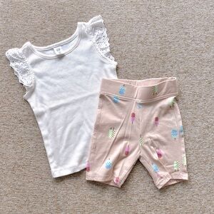 GAP ✨NWOT✨ 2T Set of Frilly Tank-top & Biker Shorts with Fun Ice Pop Print ☀️